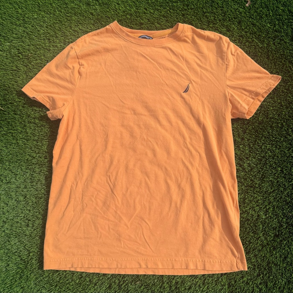 Nautica Men's Orange Short Sleeve Crew Tee with Logo